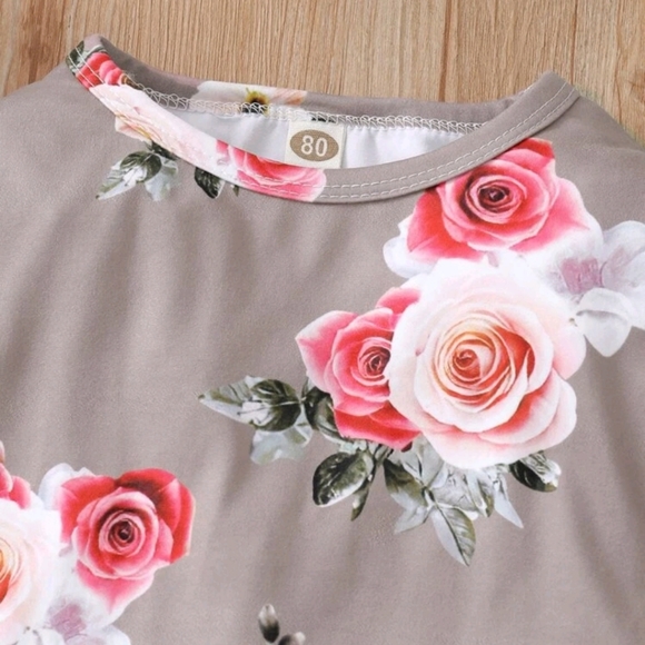 Baby Floral Print Flounce Sleeve Top & Belted Pants - Picture 3 of 4